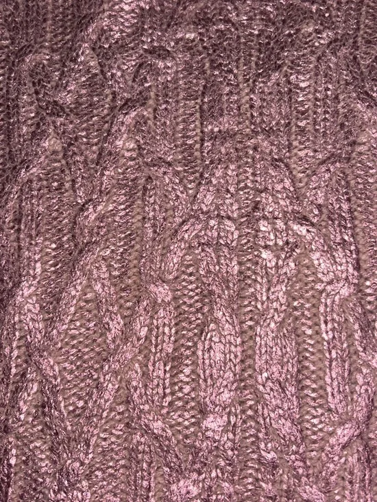 ZARA Girls Metallic Pink Cable Knit Cropped Sweater Shimmer Knit Mock Neck XS - Picture 8 of 9